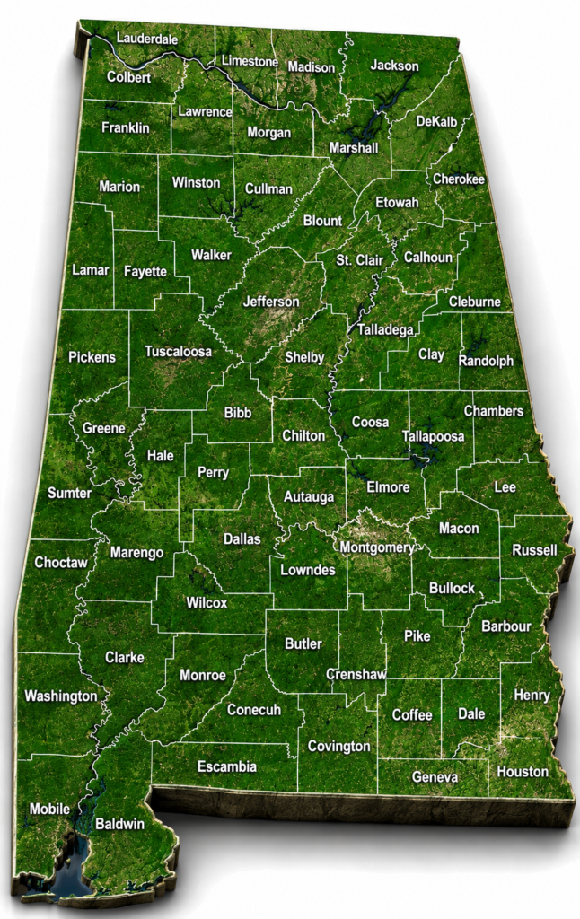 Alabama Satellite County Map