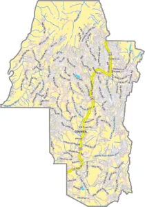 Adams County Idaho GIS Map showing county boundaries, roads, communities, and geographic features.