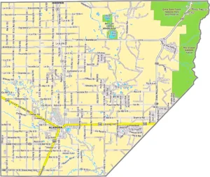 Alamosa County Colorado GIS Map showing county boundaries, cities, roads, and geographic features.