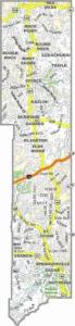 Apache County Arizona Map showing county boundaries, cities, roads, and geographic features.