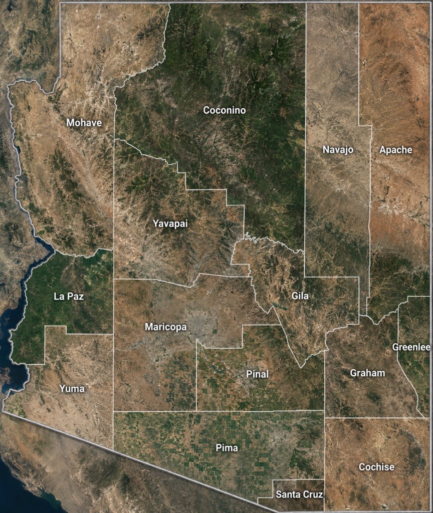 Arizona Satellite County Map