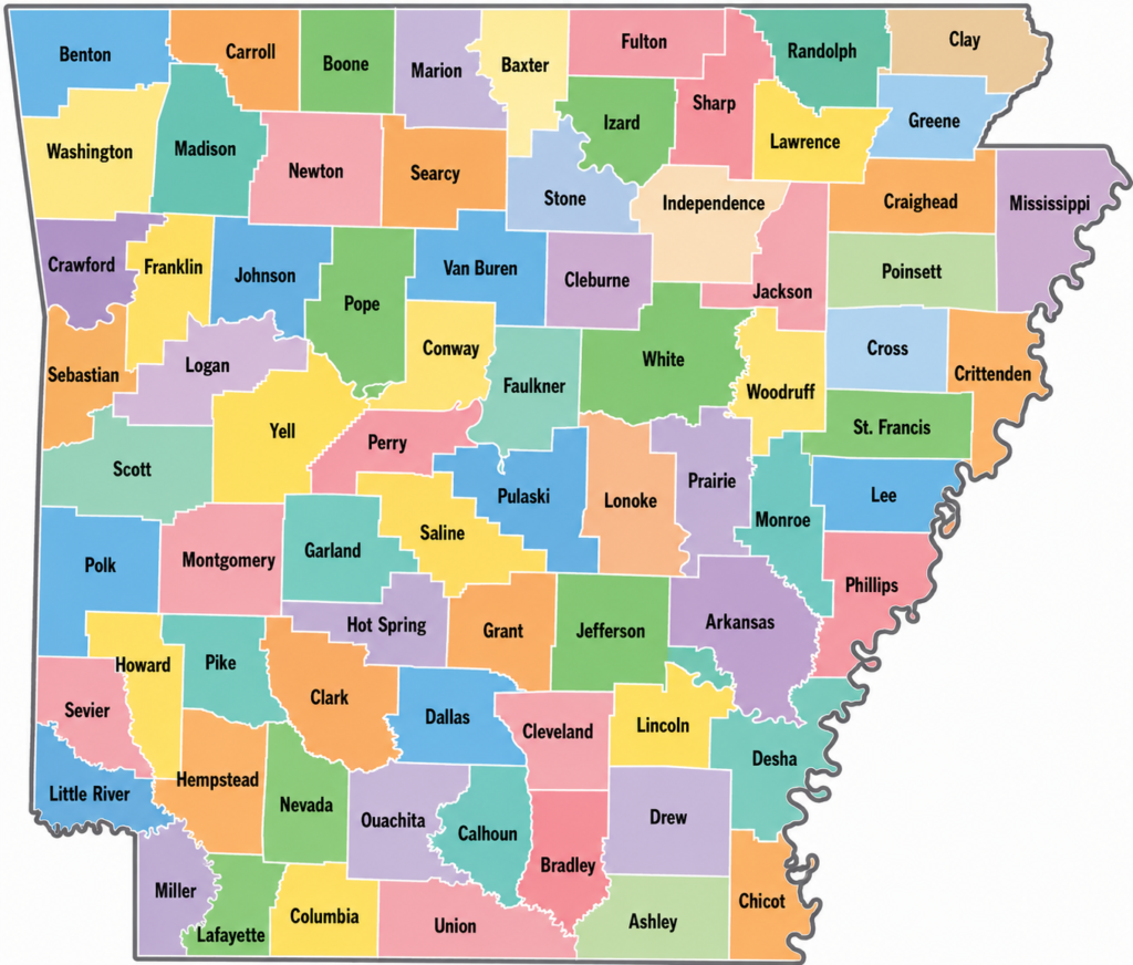 Arkansas County Map