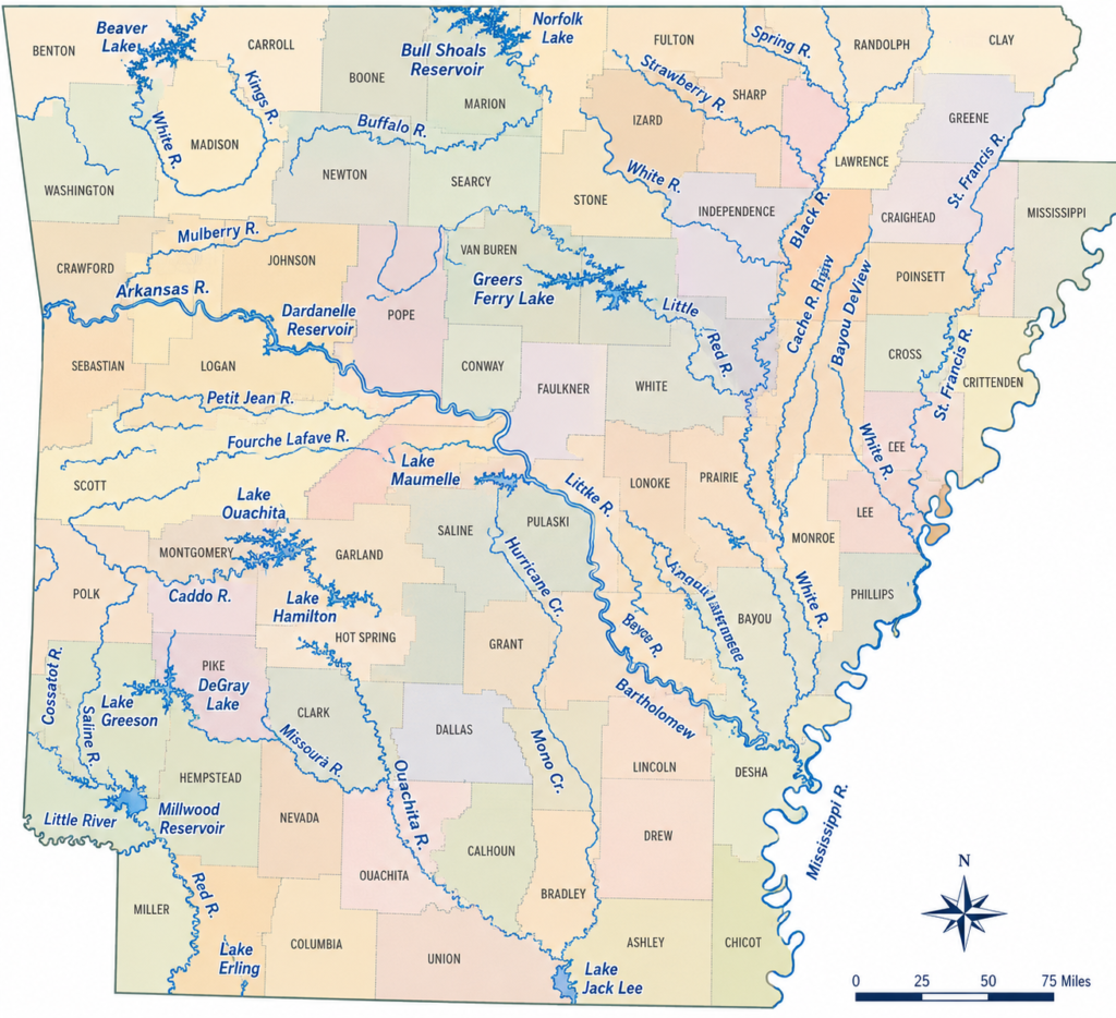Arkansas Rivers Map