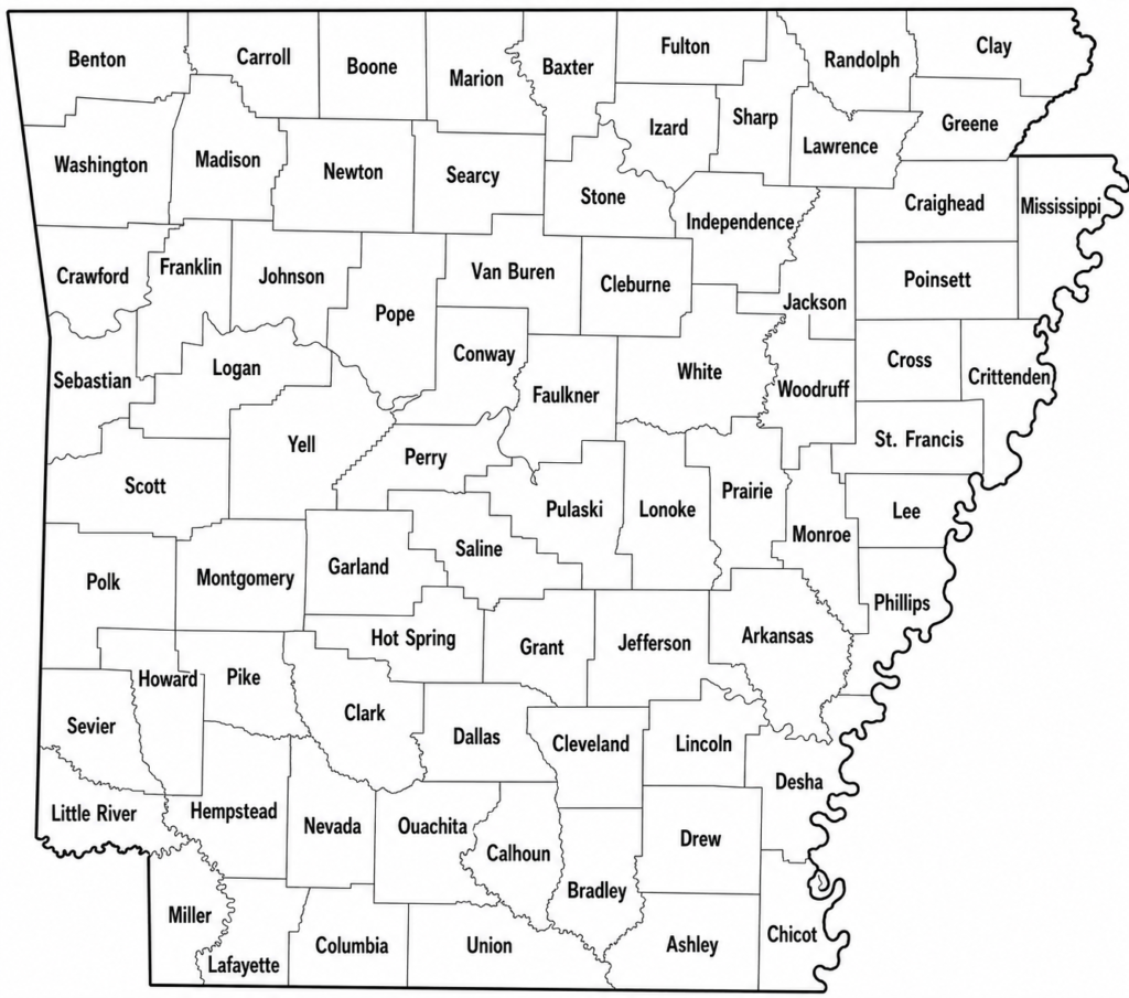 Arkansas County Map Simple