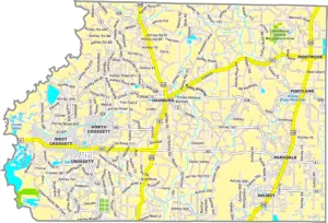 Ashley County Arkansas GIS Map showing roads, cities, boundaries, and geographic features in Arkansas