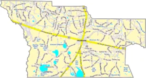 Atkinson County Georgia GIS Map showing county boundaries, roads, cities, towns, highways, and geographic features.