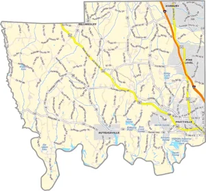 Autauga County Alabama GIS Map Showing County Boundaries