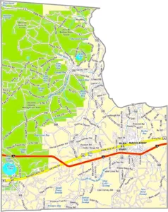 Baker County Florida GIS Map showing county boundaries, roads, cities, and landmarks.