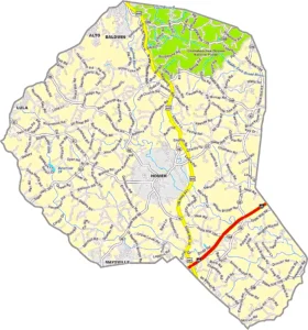 Banks County Georgia GIS Map showing county boundaries, major roads, cities, highways, rivers, and geographic features.