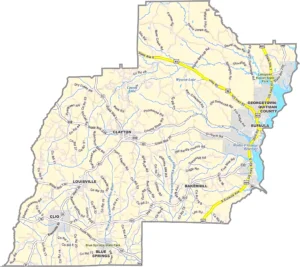 Barbour County Alabama GIS Map Showing County Boundaries