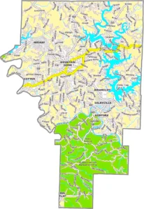 Baxter County Arkansas GIS Map showing roads, cities, boundaries, and geographic features in Arkansas