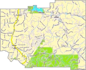 Benewah County Idaho GIS Map showing county boundaries, roads, towns, and geographic features.