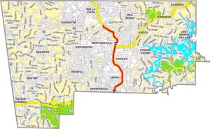 Benton County Arkansas GIS Map showing county boundaries, roads, cities, and geographic features.