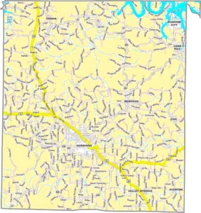 Boone County Arkansas GIS Map showing county boundaries, roads, cities, and geographic features.