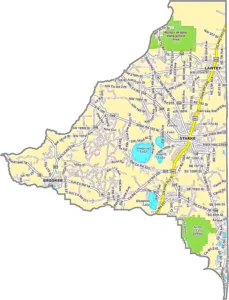 Bradford County Florida GIS Map showing county boundaries, highways, and cities.
