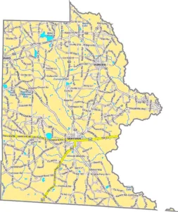 Brooks County Georgia GIS Map showing county boundaries, major roads, cities, highways, rivers, and geographic features.