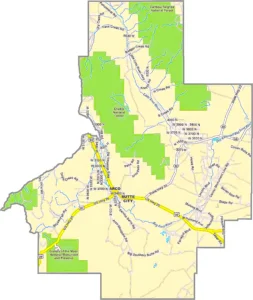 Butte County Idaho GIS Map showing county boundaries, roads, towns, and geographic features.