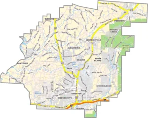 Calhoun County Alabama GIS Map Showing County Boundaries