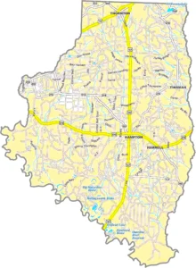 Calhoun County Arkansas GIS Map showing county boundaries, roads, cities, and geographic features.