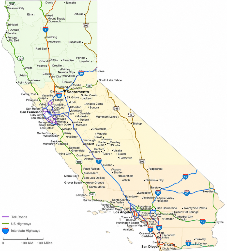 California Cities and Road Map