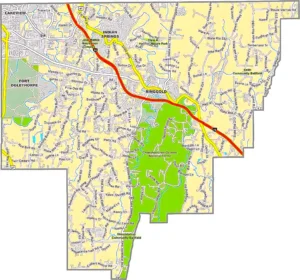 Catoosa County Georgia GIS Map showing county boundaries, major roads, cities, highways, rivers, and geographic features.