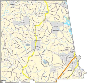 Chambers County Alabama GIS Map Showing County Boundaries