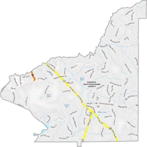 Chattahoochee County Georgia GIS Map showing county boundaries, major roads, cities, highways, rivers, and geographic features.
