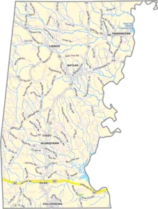 Choctaw County Alabama GIS Map Showing County Boundaries