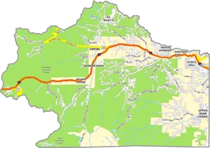 Clear Creek County Colorado GIS Map showing county boundaries, cities, roads, and geographic features.