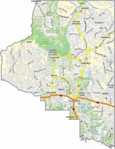 Coconino County Arizona Map showing county boundaries, cities, roads, and natural landmarks.