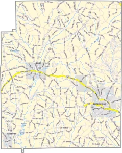 Coffee County Alabama GIS Map Showing County Boundaries