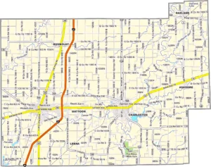 Coles County Illinois GIS map showing county boundaries and location