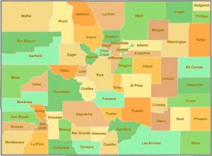 Colorado County GIS Map showing county boundaries, cities, roads, and geographic features.
