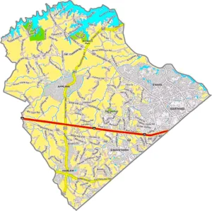 Columbia County Georgia GIS Map showing county boundaries, major roads, cities, highways, rivers, and geographic features.