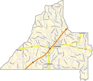 Conecuh County Alabama GIS Map Showing County Boundaries