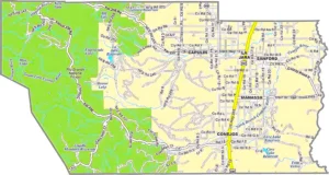 Conejos County Colorado GIS Map showing county boundaries, cities, roads, and geographic features.