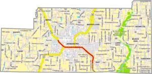 Craighead County Arkansas GIS Map showing county boundaries, roads, cities, and geographic features.