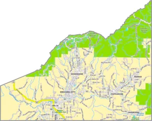 Delta County Colorado GIS Map showing county boundaries, cities, roads, and geographic features.