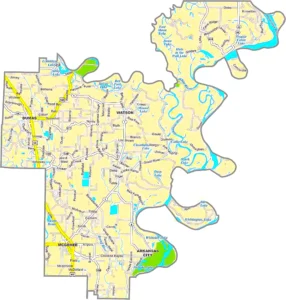 Desha County Arkansas GIS Map showing county boundaries, roads, cities, and geographic features.