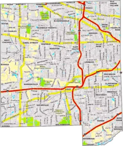 DuPage County Illinois GIS map showing county boundaries and location