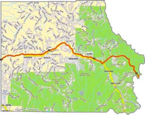 Eagle County Colorado GIS Map showing county boundaries, cities, roads, and geographic features.