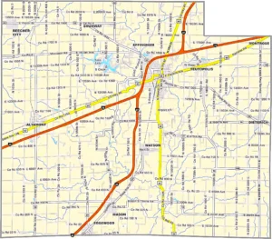 Effingham County Illinois GIS map showing county boundaries and location