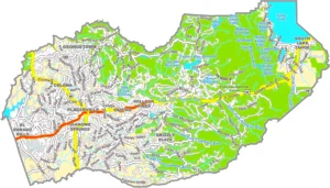El Dorado County California GIS Map showing county boundaries, cities, roads, and geographic features.
