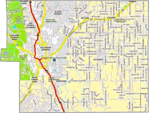 El Paso County Colorado GIS Map showing county boundaries, cities, roads, and geographic features.