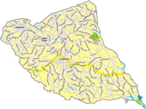 Elbert County Georgia GIS Map showing county boundaries, major roads, cities, highways, rivers, and geographic features.