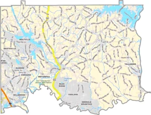 Elmore County Alabama GIS Map Showing County Boundaries