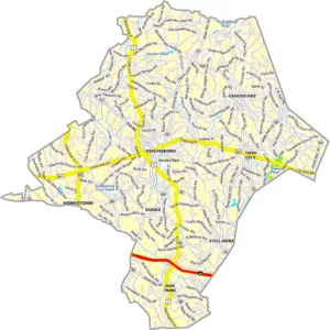 Emanuel County Georgia GIS Map showing county boundaries, major roads, cities, highways, rivers, and geographic features.