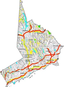 Fairfield County GIS Map showing county boundaries, cities, roads, and geographic features.