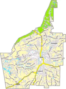 Floyd County Georgia GIS Map showing county boundaries, major roads, cities, highways, rivers, and geographic features.