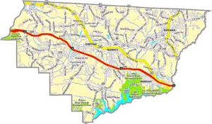 Gadsden County Florida GIS Map showing county boundaries, roads, cities, and geographic features.
